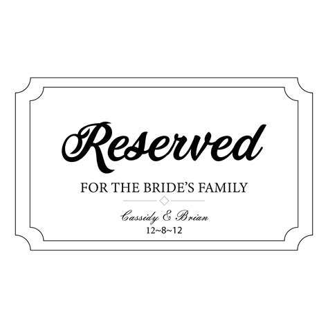 Reserved Signs Printable