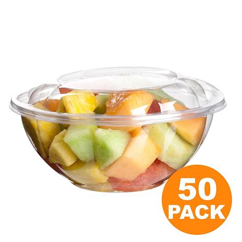 Clear Plastic Bowl With Dome Lids for Salads Fruits Parfaits, 24oz ...