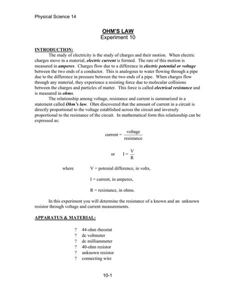 OHM`S LAW Experiment 10