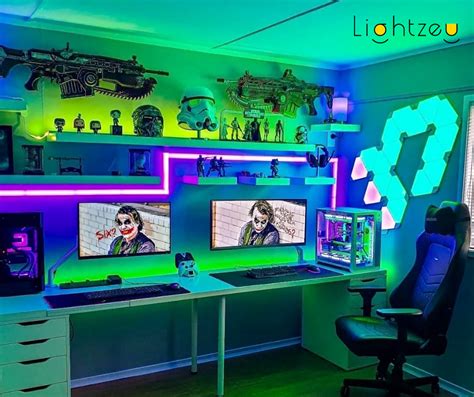 Colourful LED Neon Bar for Bedroom, Bar | Computer gaming room, Gaming ...