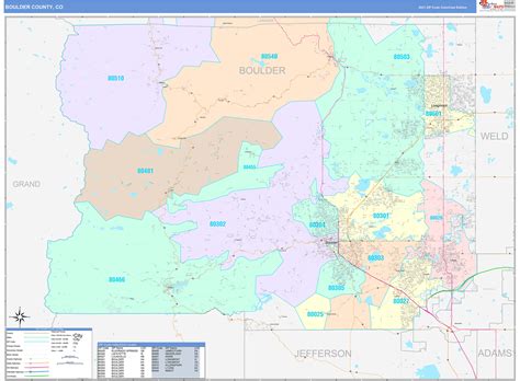 Boulder County, CO Wall Map Color Cast Style by MarketMAPS - MapSales.com