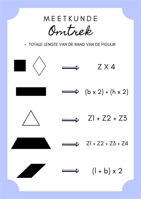 Omtrek en oppervlakte: Formules - Downloadbaar lesmateriaal - KlasCement