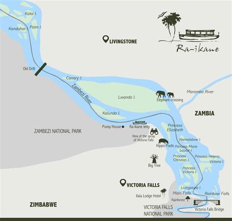 Zambezi River Map | Ra-Ikane Cruises | Luxury Victoria Falls