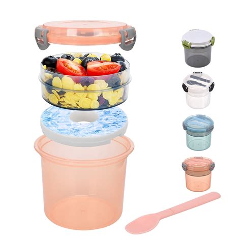 hanxiulin portable reusable parfait cups with lids yogurt cup with ...