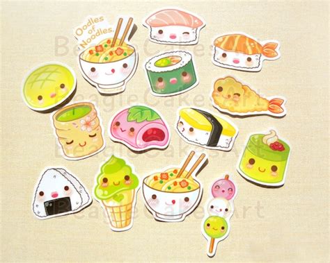 Japanese Food Stickers Sushi Stickers Noodle Stickers | Etsy