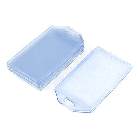 Uxcell Vertical Clear Plastic ID Badge Card Holder Pocket Pouch 4Pcs ...