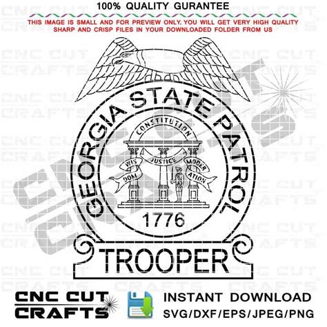 Georgia State Patrol Police Logo Svg Trooper Badge Vector Black White ...