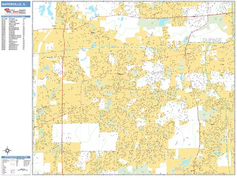 Naperville Illinois Wall Map (Basic Style) by MarketMAPS