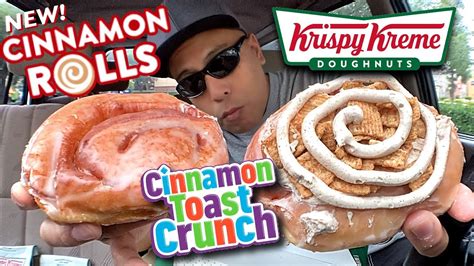 KRISPY KREME NEW CINNAMON ROLLS (Cinnamon Toast Crunch) REVIEW - YouTube