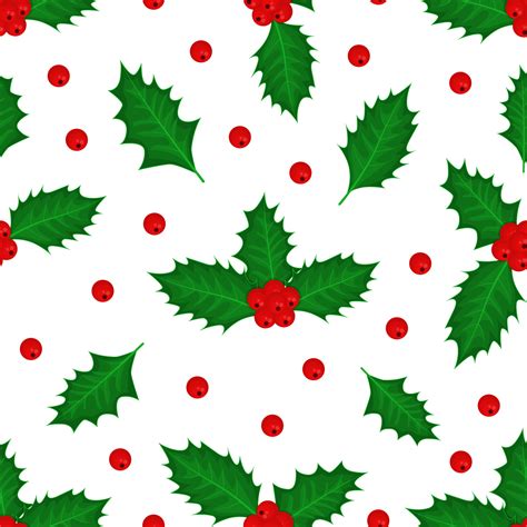 Holly leaves and berries seamless pattern 14274486 Vector Art at Vecteezy