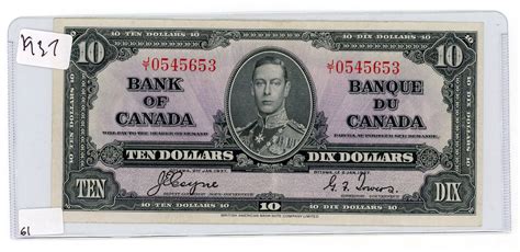 TEN DOLLAR BILL (CANADA) *1937* - Schmalz Auctions