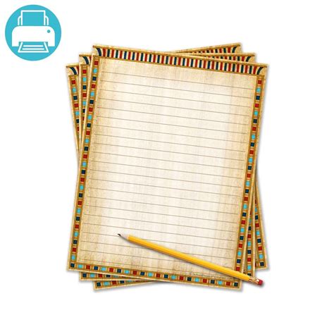 Ancient Egypt Writing Templates - Paper with Egyptian Papyrus Border ...