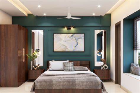 Teal Blue Bedroom Wall Paint Design | Livspace