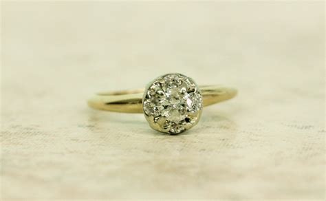 Diamond Cluster Ring Vintage Engagement by FergusonsFineJewelry