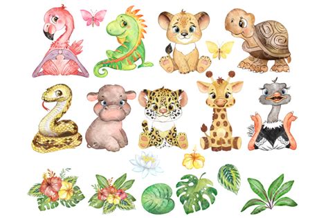 Safari animals clipart. Jungle animal. Watercolor African animals. By ...