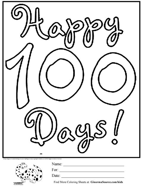 100th Day Of School Coloring Pages Free - Coloring Home