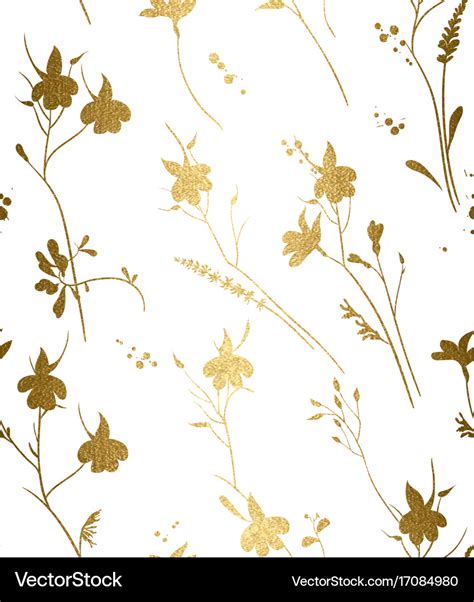 Seamless gold floral pattern on a white background