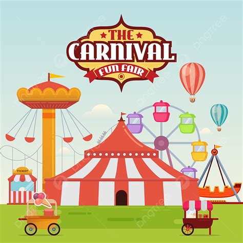 Amusement Park Vector Hd Images, Cartoon Amusement Park With Circus ...