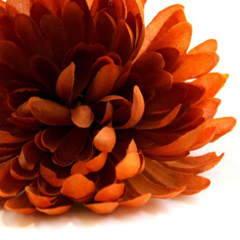 1 Burnt Orange Mum Artificial Flowers Silk Flower Heads