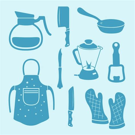 Premium Vector | Complete kitchenware set silhouette