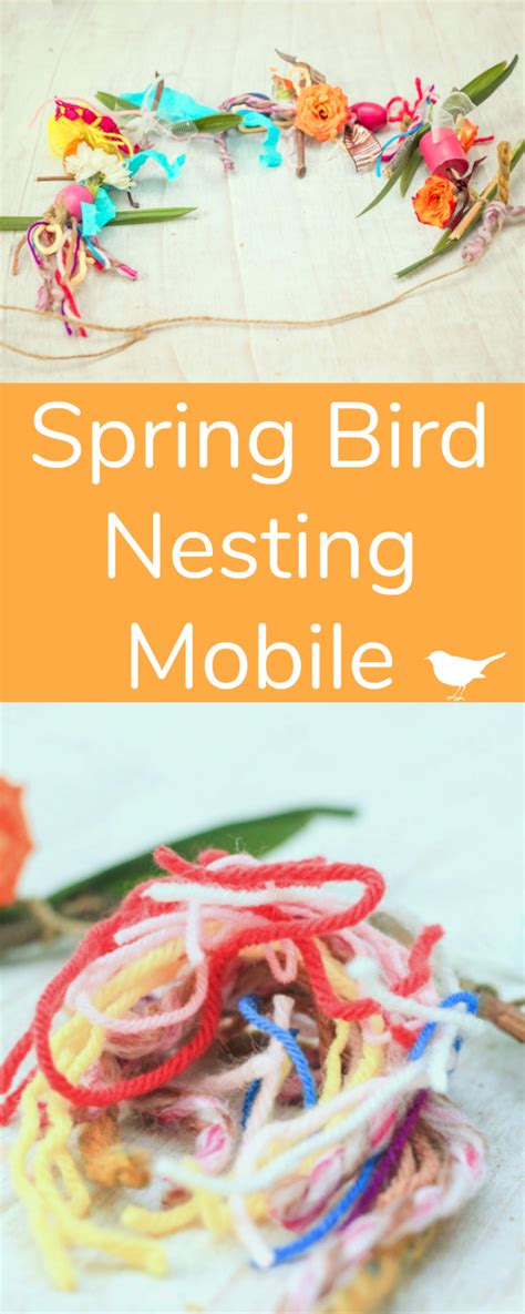 Spring Bird Nesting Mobile Using Yarn Scraps - Make and Takes