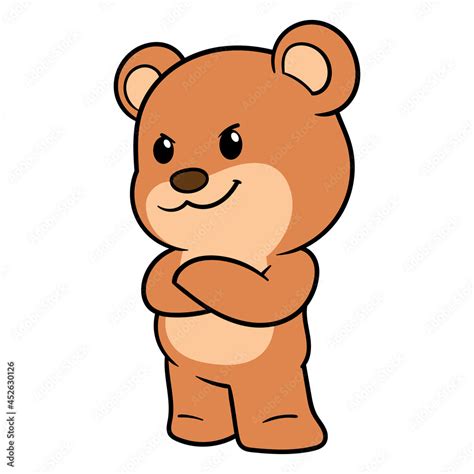 Vector Cartoon Teddy Bear With Arms Crossed Illustration Stock Vector ...