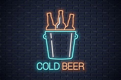 Cold beer neon banner. Beer bottles | Dibujos de cerveza, Letrero de ...