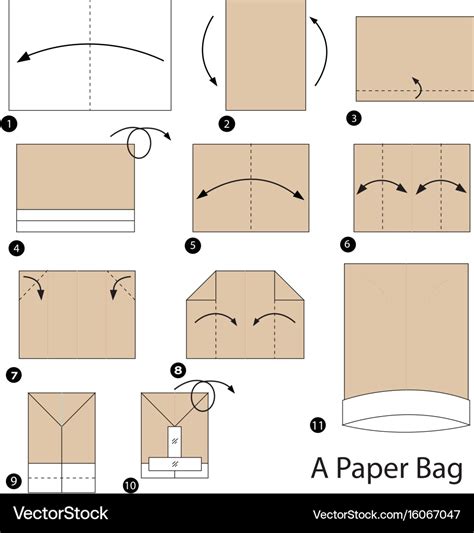 Step instructions how to make origami a paper bag Vector Image