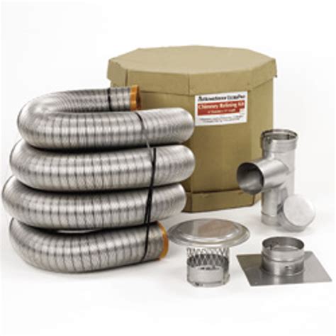 Homesaver Ultra Pro Stainless Steel Chimney Flue Liner Kit with Tee - 6"