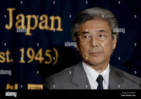 Japan's foreign minister Hirofumi Nakasone attends the press conference ...