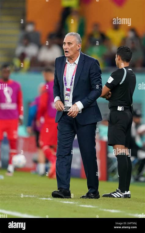 DOHA, QATAR - NOVEMBER 28: Coach of Brazil Tite reacts the FIFA World ...