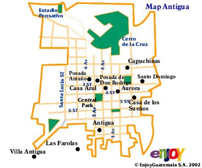 Map Of La Antigua Guatemala - Image to u