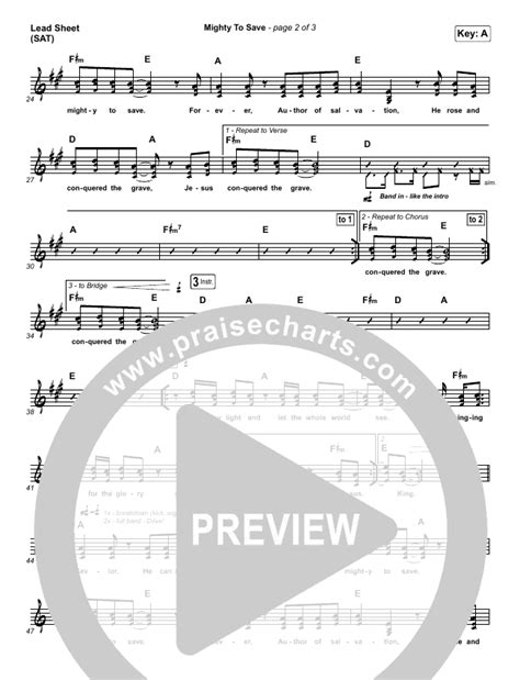 Mighty To Save Sheet Music PDF (Hillsong Worship) - PraiseCharts