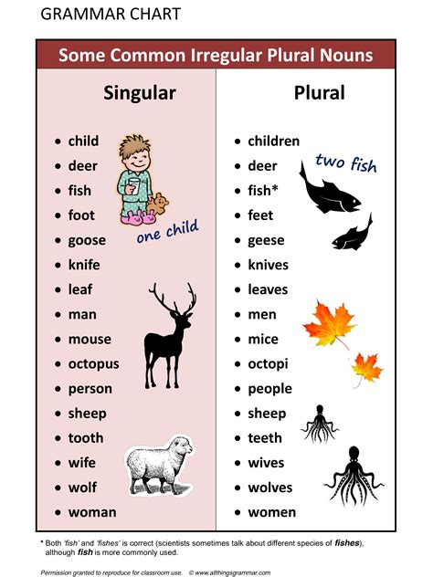 English Grammar Some Common Irregular Plural Nouns www.allthingsgrammar ...