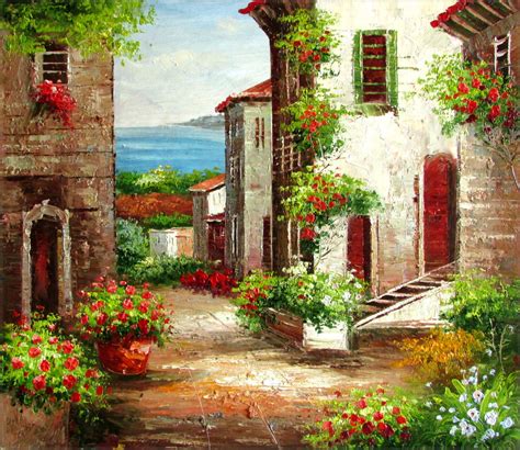 Framed Tuscany Italy Landscape - 1. Quality Hand Painted Oil Painting ...