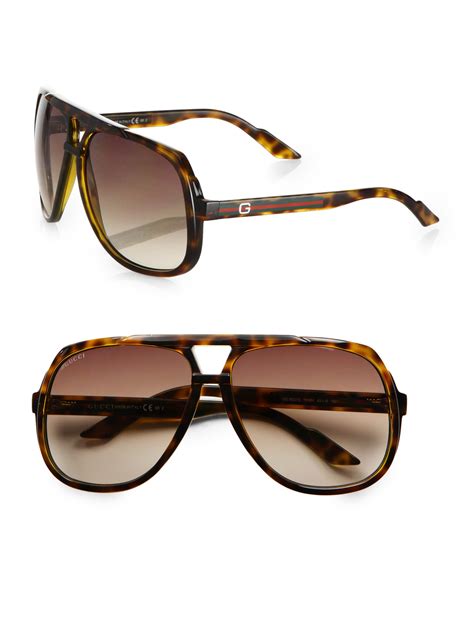 Lyst - Gucci Plastic Aviator Sunglasses in Brown for Men