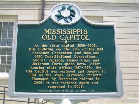 Historical Markers in Jackson, Mississippi - MISSISSIPPI HISTORICAL MARKERS