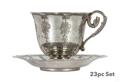 900 Silver Antique Teacups and Saucers SET 2616g. - Nov 30, 2022 | Hill ...