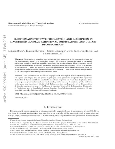 (PDF) Electromagnetic wave propagation and absorption in magnetised ...