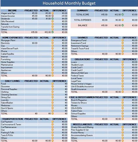 monthly bills spreadsheet template excel — db-excel.com