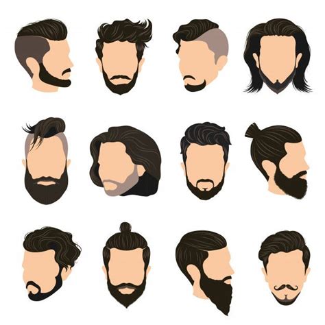 Free Vector | Men hairstyle icons set | Hair vector, Mens hairstyles ...