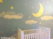 Moon and Stars Mural in Baby Nursery - Wall Murals by Colette