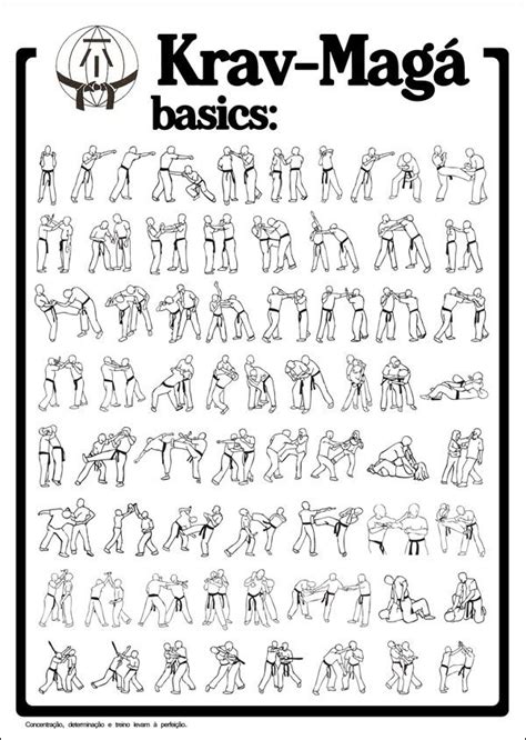 an advertisement for krav maga basics, with people in different poses ...