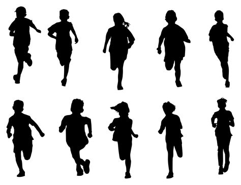 10 Kid Children Running Silhouette (PNG Transparent) | OnlyGFX.com