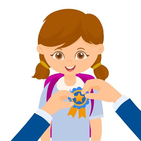 Happy Girl with Award in school 5234676 Vector Art at Vecteezy