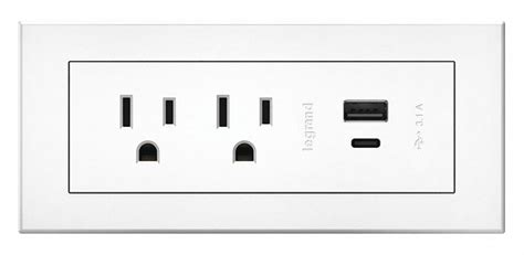 LEGRAND Furniture Power Outlet, Total Number of Outlets 2, Number of ...