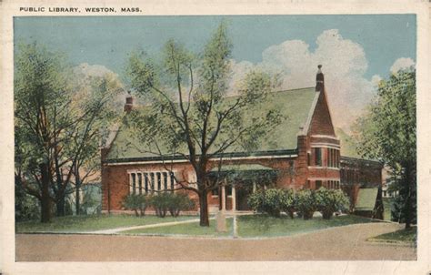 Public Library Weston, MA Postcard