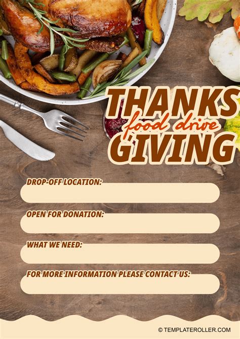 Thanksgiving Food Drive Flyer - Tasty Meals Download Printable PDF ...