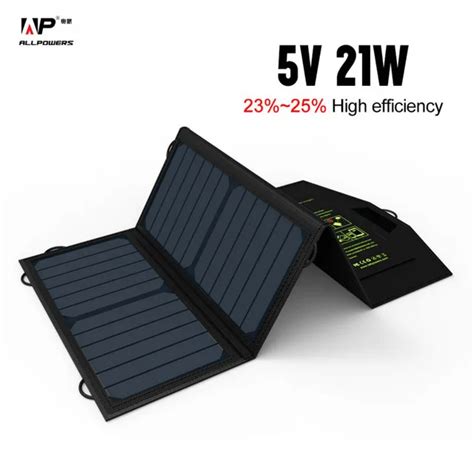 ALLPOWERS 5V 21W Portable Solar Charger USB Monocrystalline Silicon ...