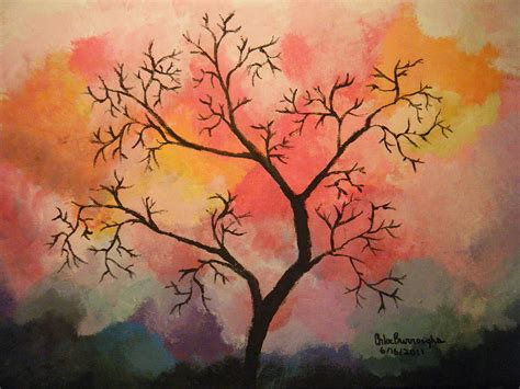 Abstract Tree In Acrylic Painting by Chloe Burroughs